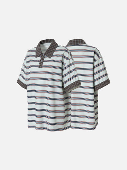 DAXUEN Retro striped short-sleeved polo shirt