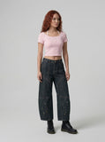 DAXUEN Retro two-piece short sleeve top ensemble — model photo