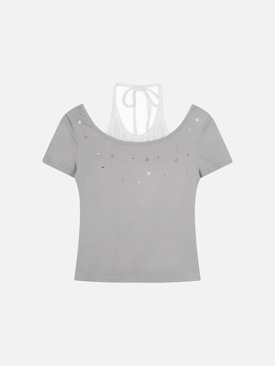 DAXUEN Retro two-piece short sleeve top ensemble