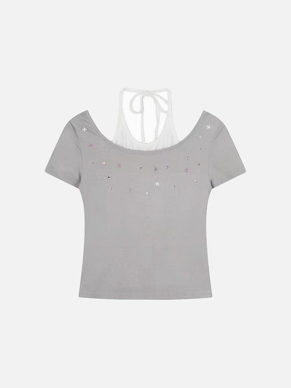 DAXUEN Retro two-piece short sleeve top ensemble
