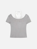 DAXUEN Retro two-piece short sleeve top ensemble