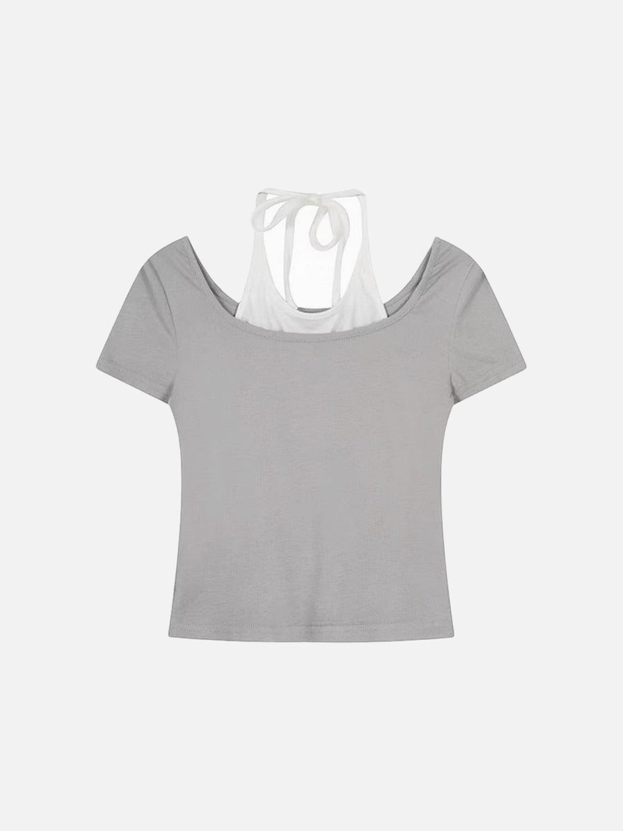 DAXUEN Retro two-piece short sleeve top ensemble