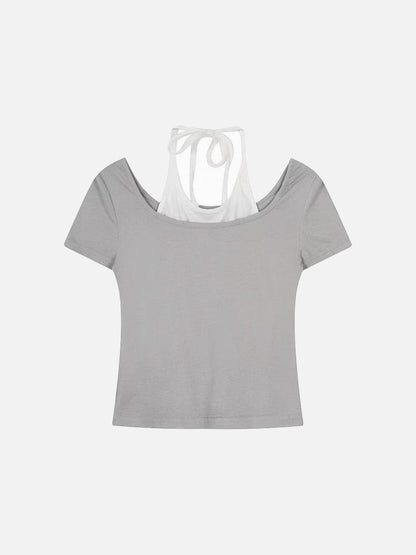 DAXUEN Retro two-piece short sleeve top ensemble