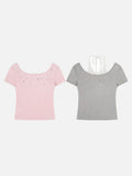 DAXUEN Retro two-piece short sleeve top ensemble