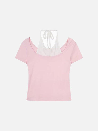 DAXUEN Retro two-piece short sleeve top ensemble