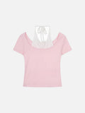 DAXUEN Retro two-piece short sleeve top ensemble