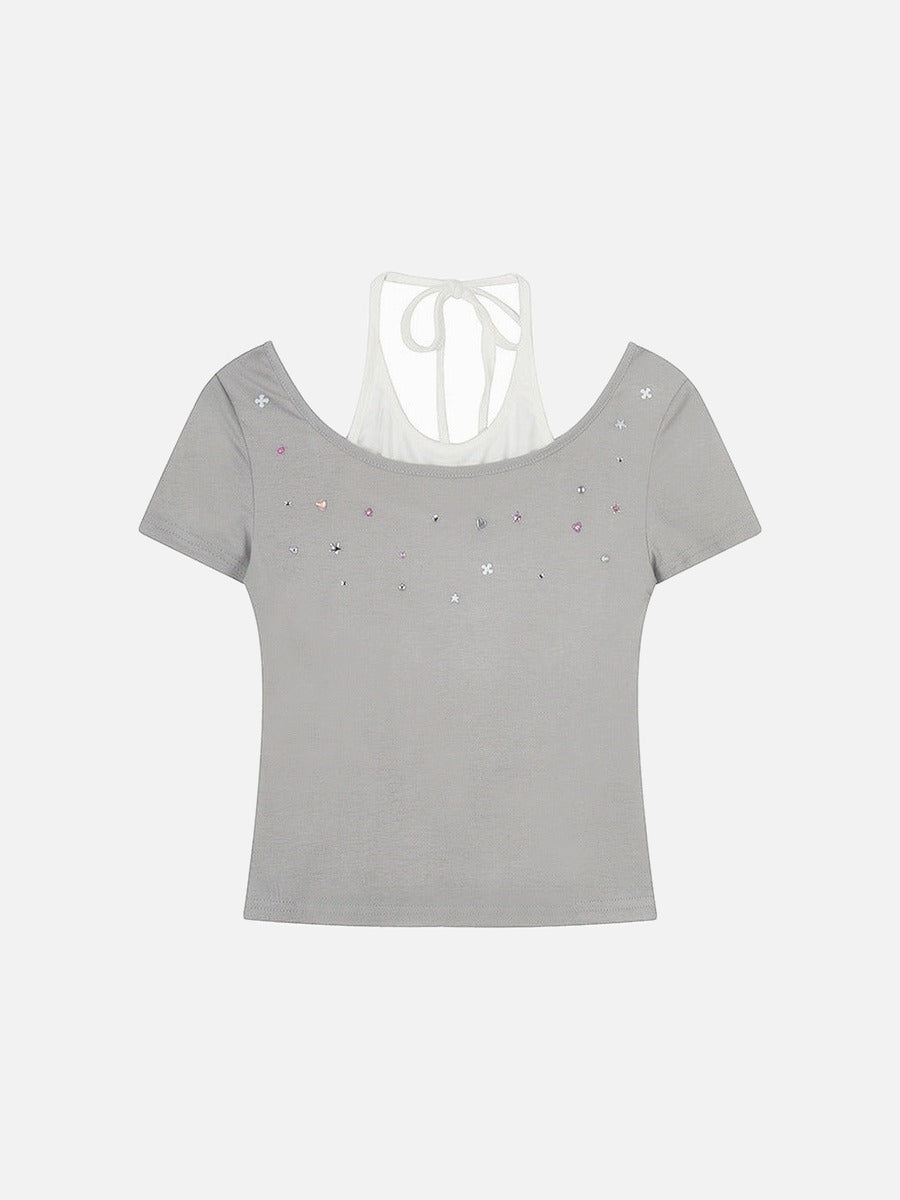 DAXUEN Retro two-piece short sleeve top ensemble