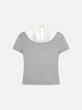 DAXUEN Retro two-piece short sleeve top ensemble