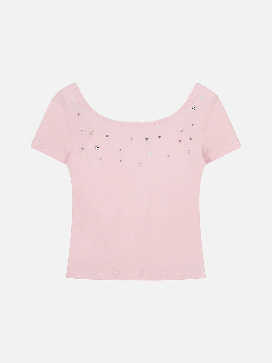DAXUEN Retro two-piece short sleeve top ensemble