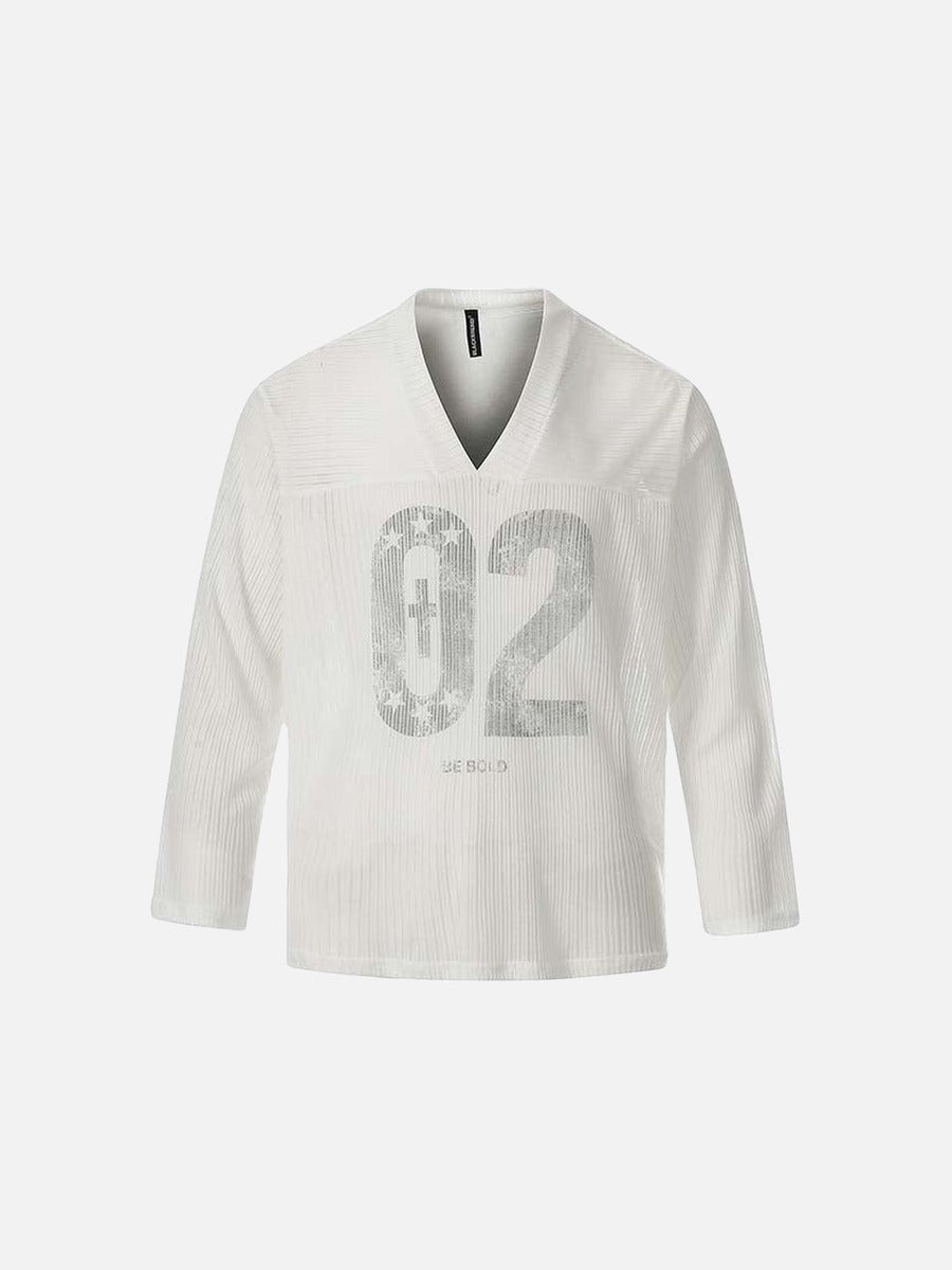 DAXUEN Long sleeve V-neck top with graphic design