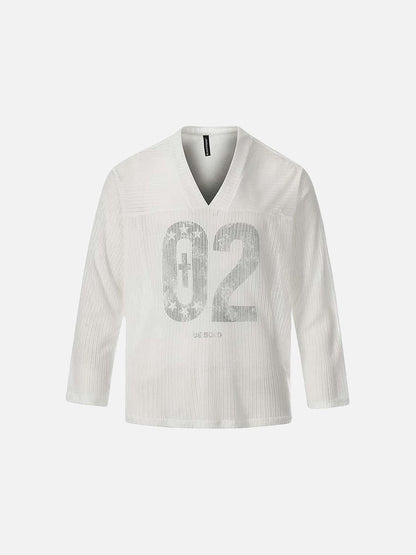 DAXUEN Long sleeve V-neck top with graphic design
