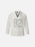 DAXUEN Long sleeve V-neck top with graphic design
