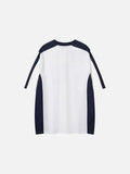 DAXUEN Oversized V-neck T-shirt with contrasting panels and graphics