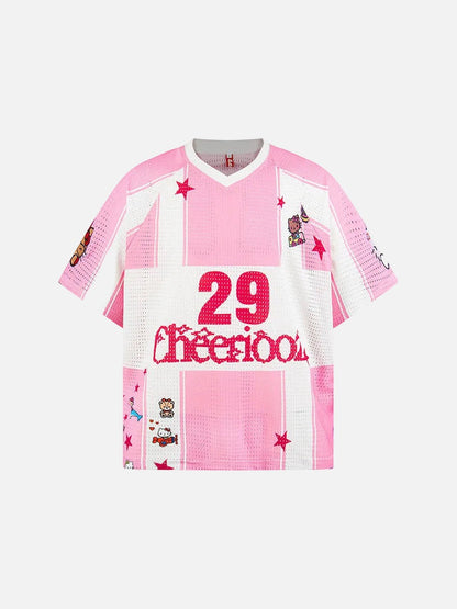 DAXUEN Relaxed-fit short-sleeved sports jersey top