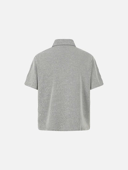 DAXUEN Short-sleeved button-up shirt with vertical stripes