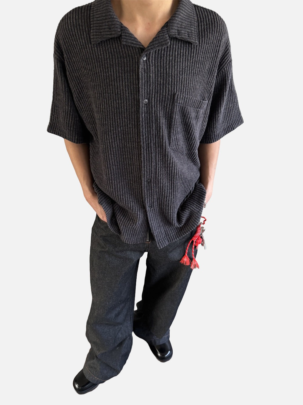 DAXUEN Short-sleeved button-up shirt with vertical stripes