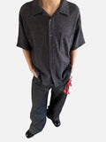 DAXUEN Short-sleeved button-up shirt with vertical stripes