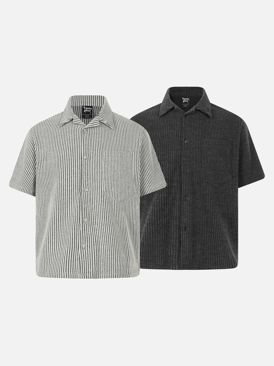 DAXUEN Short-sleeved button-up shirt with vertical stripes