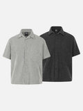 DAXUEN Short-sleeved button-up shirt with vertical stripes