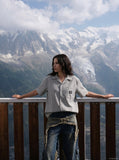DAXUEN Retro Vertical Stripe Button-Up Shirt | DAXUEN — model photo