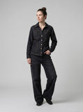 DAXUEN Loose-fitting wide-leg black denim jeans — model photo