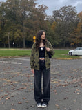 DAXUEN Loose-fitting wide-leg black denim jeans — model photo