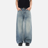 DAXUEN Light blue wide leg denim jeans with a distressed appearance
