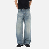 DAXUEN Light blue wide leg denim jeans with a distressed appearance