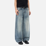 DAXUEN Light blue wide leg denim jeans with a distressed appearance
