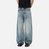 DAXUEN Light blue wide leg denim jeans with a distressed appearance