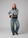 DAXUEN Wide-leg denim jeans with a faded finish — model photo