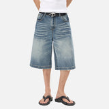 DAXUEN Men's loose-fit wide-leg denim shorts