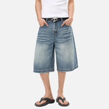 DAXUEN Men's loose-fit wide-leg denim shorts