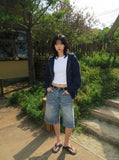 DAXUEN retro-wide-leg-denim-shorts — model photo