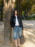 DAXUEN retro-wide-leg-denim-shorts — model photo