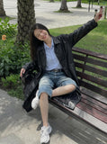 DAXUEN retro-wide-leg-denim-shorts — model photo
