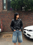 DAXUEN retro-wide-leg-denim-shorts — model photo