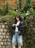 DAXUEN retro-wide-leg-denim-shorts — model photo