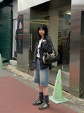 DAXUEN retro-wide-leg-denim-shorts — model photo