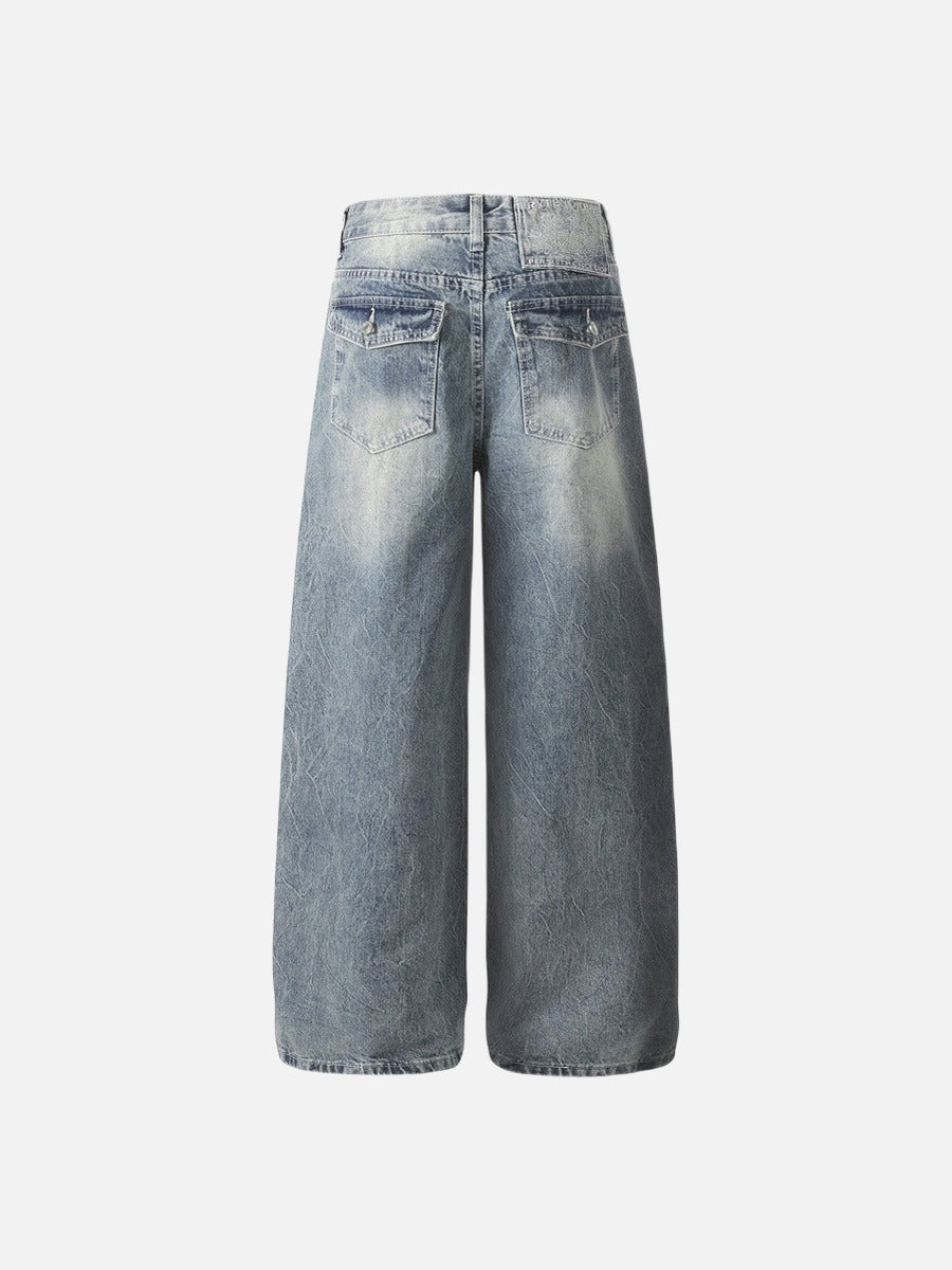 DAXUEN Wide-leg distressed denim jeans in light and dark washes