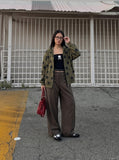 DAXUEN High-waisted wide-leg palazzo pants with pinstripes — model photo