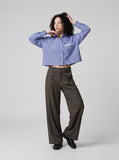 DAXUEN High-waisted wide-leg palazzo pants with pinstripes — model photo