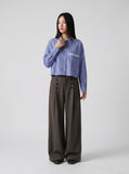 DAXUEN High-waisted wide-leg palazzo pants with pinstripes — model photo