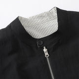 DAXUEN black and white reversible striped bomber jacket