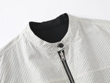 DAXUEN black and white reversible striped bomber jacket