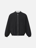 DAXUEN black and white reversible striped bomber jacket