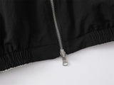DAXUEN black and white reversible striped bomber jacket