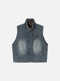 Reversible Blue Denim and Leopard Vest