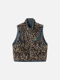 DAXUEN blue denim and leopard fleece reversible vest