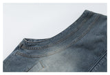 DAXUEN blue denim and leopard fleece reversible vest